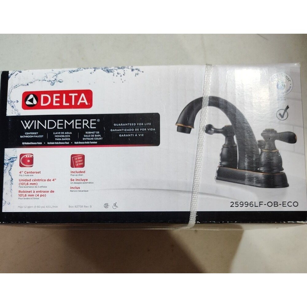 Delta 25996LF-OB Windermere 4” Centerset Bathroom Faucet  Oil Rubbed Bronze 723